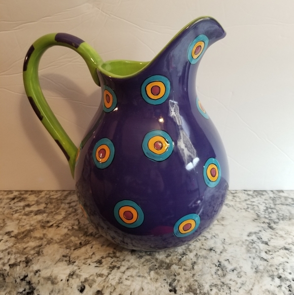 All u can handle Other - Purple & Green Polka Dotted Ceramic Water Pitcher